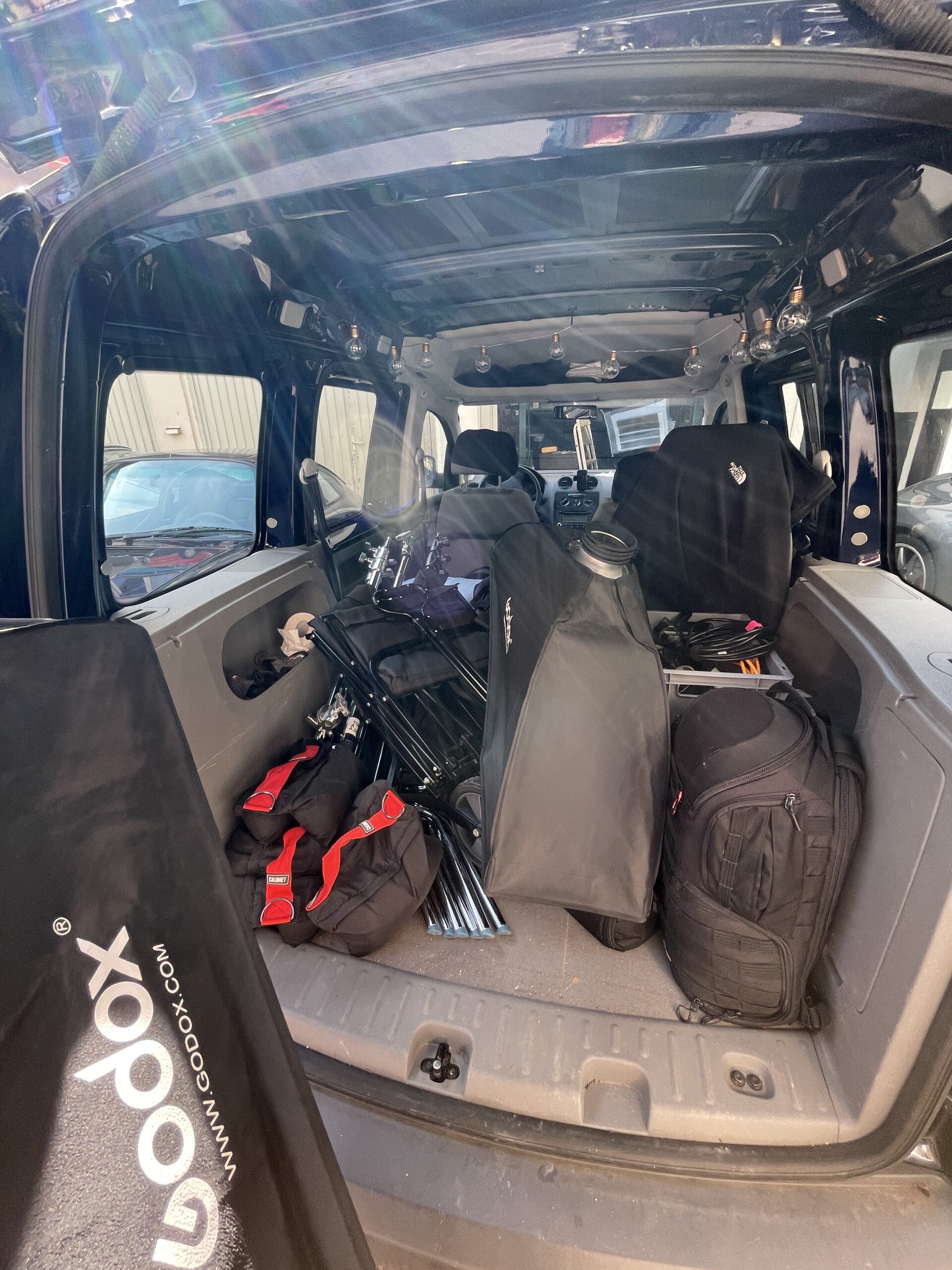 Equipment in my car. Transport to a photoshoot location.